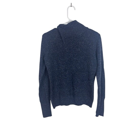 Autumn Cashmere Blue Speckled Mock Neck Sweater Small 100% Cashmere - Picture 2 of 6
